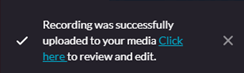 recording captured success mesage